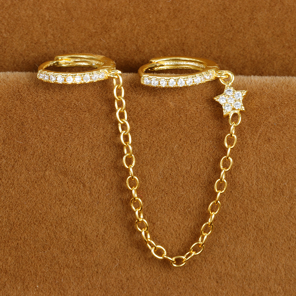 1 Pièce Style Ig Style Simple Star Placage Chaîne Incruster Le Cuivre Zircon Des Boucles D'oreilles display picture 6