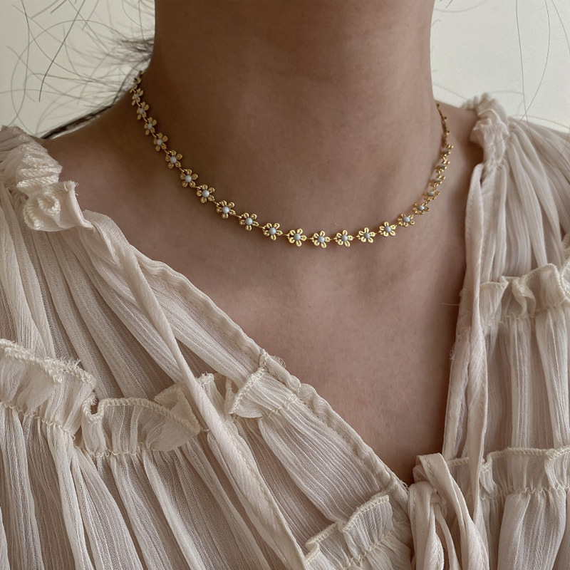 Elegant Einfacher Stil Blume Kupfer Emaille Überzug Vergoldet Halskette display picture 1
