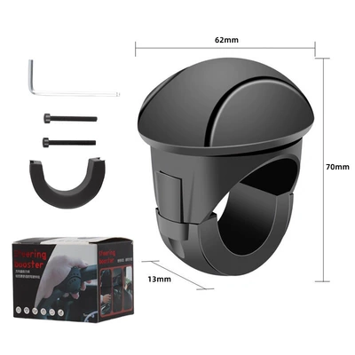 Car Steering Wheel Booster Creative Bearing-Type One-Hand Turning Aid Anti-Slip Silicone Steering Ball (Steering wheel booster) - black