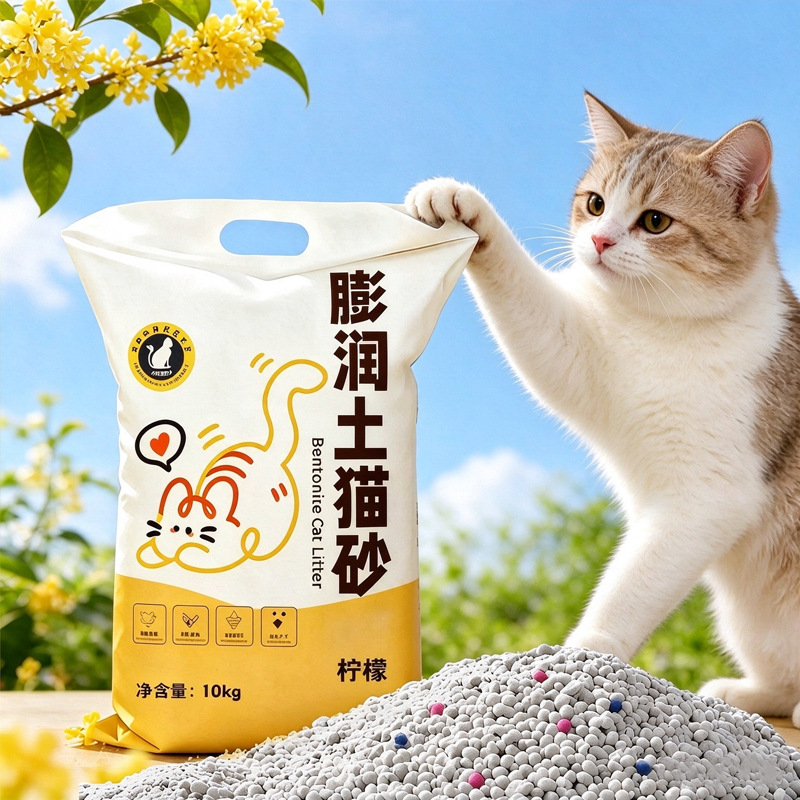 Arena para Gatos de Bentonita 10 kg Aglomerante Desodorante y Bajo en Polvo
