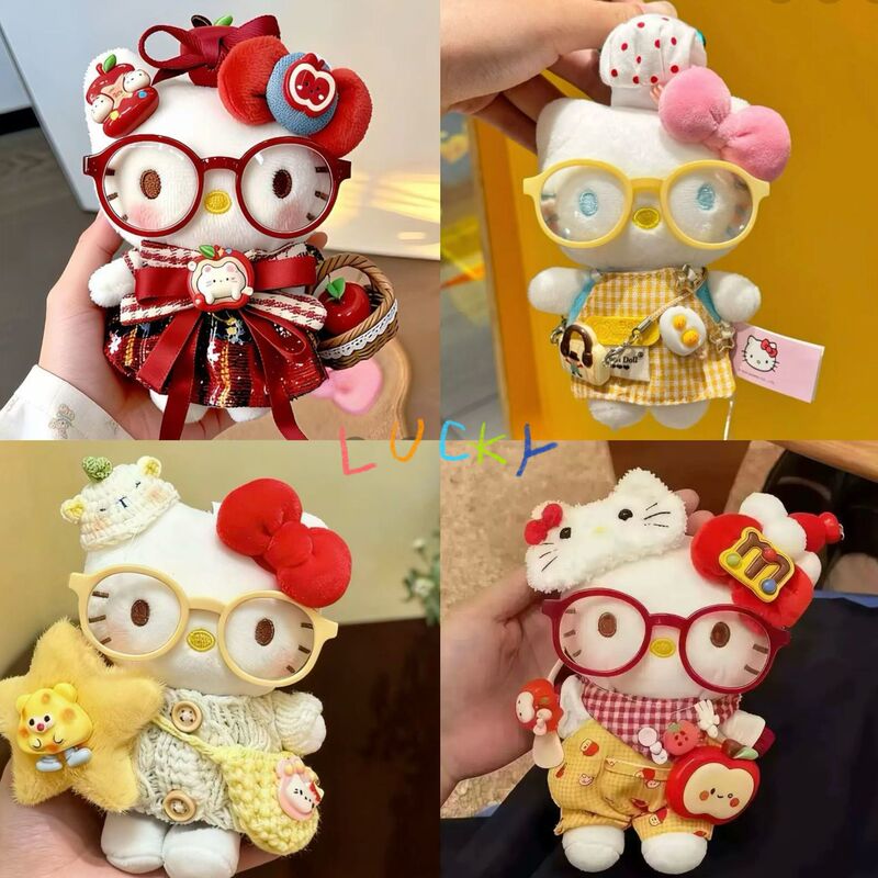 Mcdonald's Kitty Cartoon Red Glasses Apron Pendant Doll School Bag Doll Plush Pendant Keychain Female Mcdonald's Kitty Cartoon Red Glasses Apron Pendant Doll School Bag Doll Plush Pendant Keychain Female