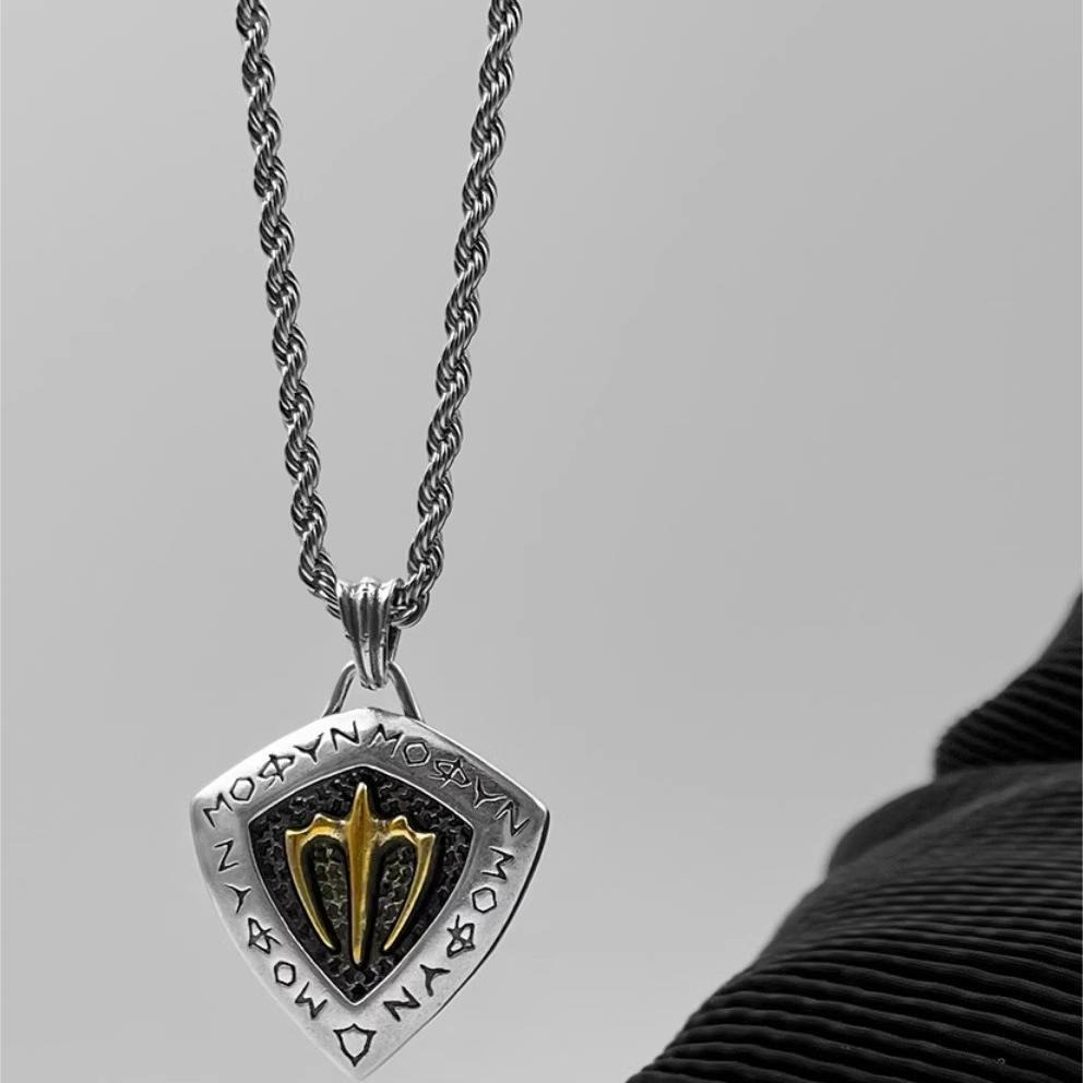 Collana tridente uomo, pendente hip hop in stile argento thai_voghion.com