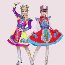 儿童蒙古舞蹈演出服女童少数民族表演服幼儿园蒙古袍衣服筷子舞裙