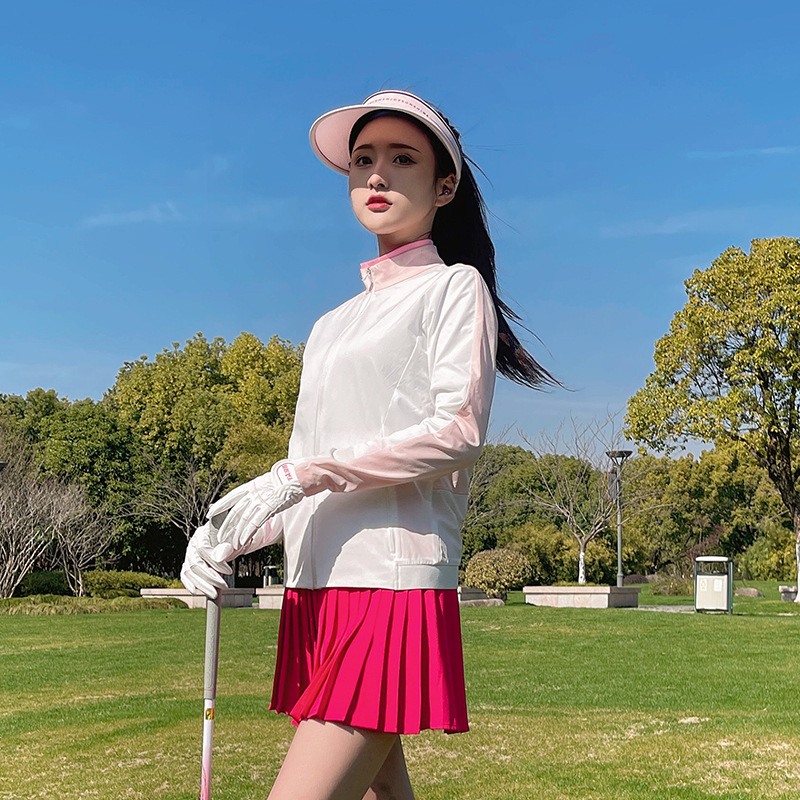 Spring New Golf Women's Sports Thin Quick-Drying Stand-Up Collar Long-Sleeved Tops Korean Style Versatile Clothing Jackets