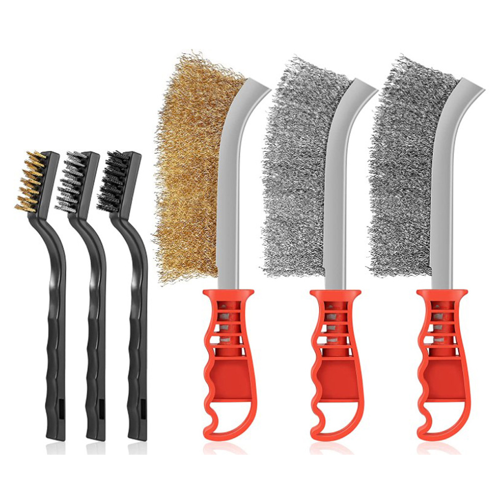 6件套钢丝刷钢黄铜尼龙钢丝刷坚固的刷毛去除锈蚀油漆清洁工具