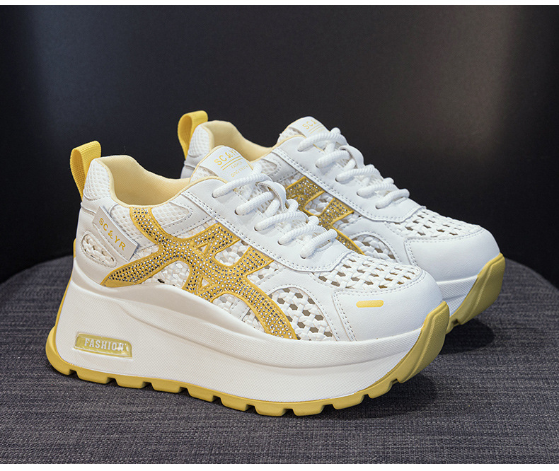Giày sneaker nữ đế dày phong cách cổ điển phối màu, đan lưới thoáng khí mùa hè — Xám 5068, Vàng 5068, Trắng 5068 chi tiết 20