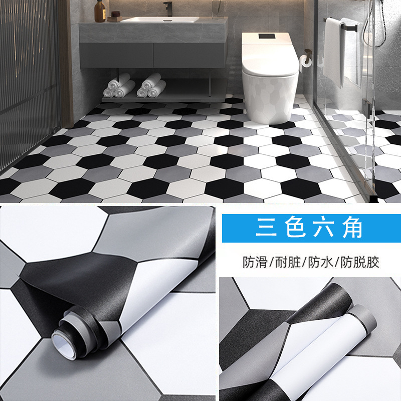 Pegatinas de suelo impermeables para inodoros, renovaciones de suelo para inodoros, pegatinas de baldosas de cerámica transformadas, pegatinas de piso engrosadas, autoadhesivas y antideslizantes
