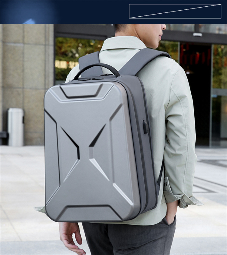 A new cross-border hard-shell business backpack with large capacity and multiple functions, a 17-inch computer bag for commuting and business trips, and a high-end feel on both shoulders undefined