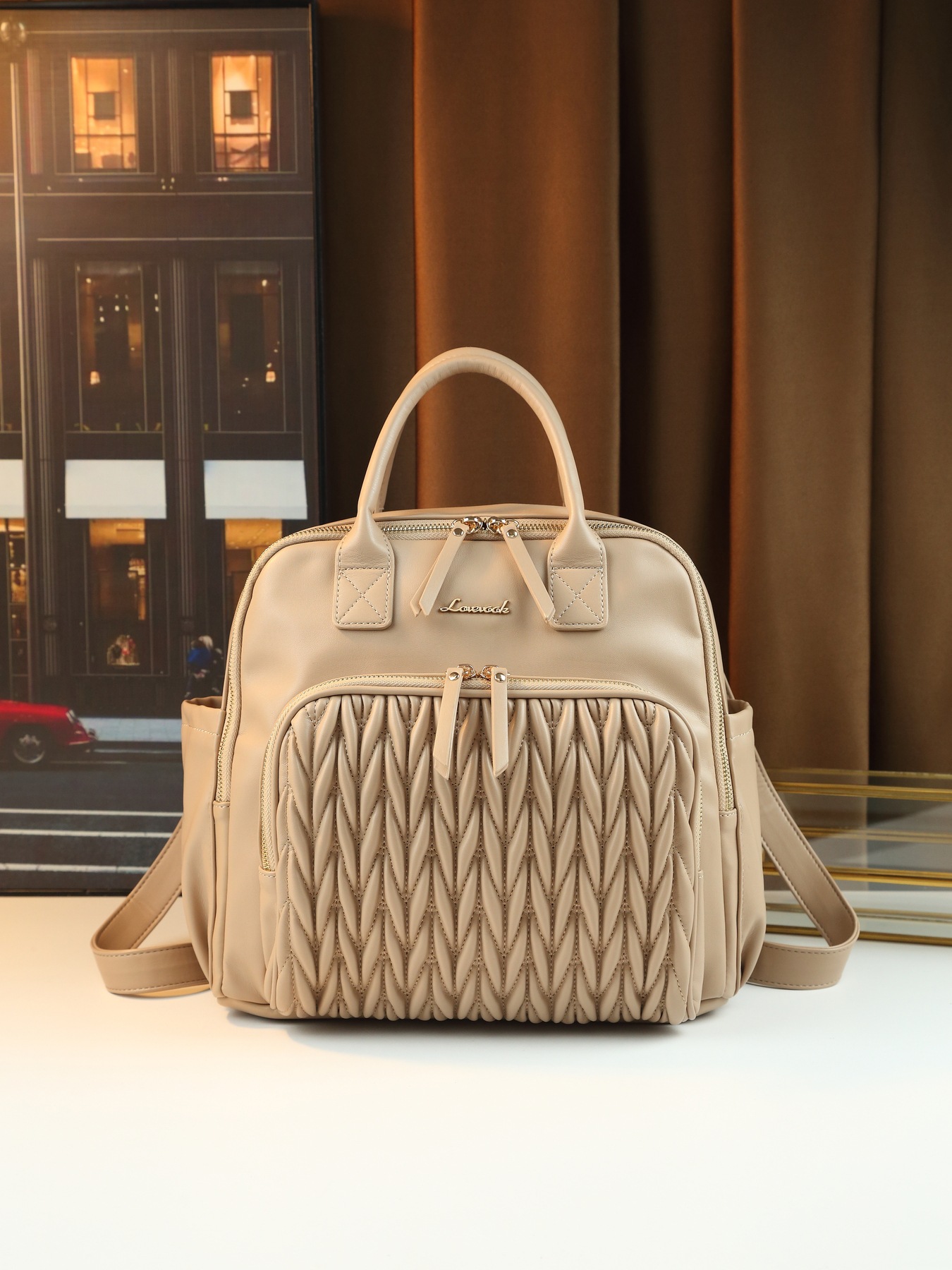 Retro-Rucksack im einfarbigen, gewebten Design – vielseitige, lässige Reise- und Wickeltasche für Damen_voghion.com
