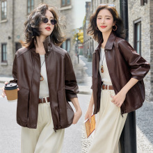 海宁真皮皮衣女2025新款时尚设计感皮外套女士气质宽松立领机车服