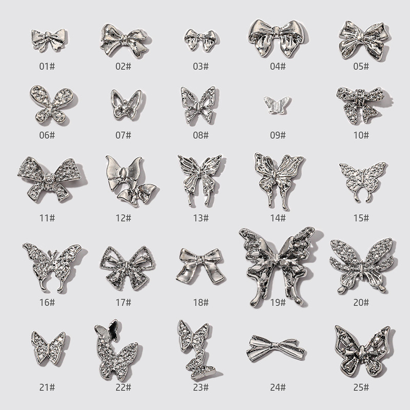 Mini Liquid Hollow Alloy Butterfly Nail Art Decorations 3D Bow Tie Trendy Nail Decorations Wholesale