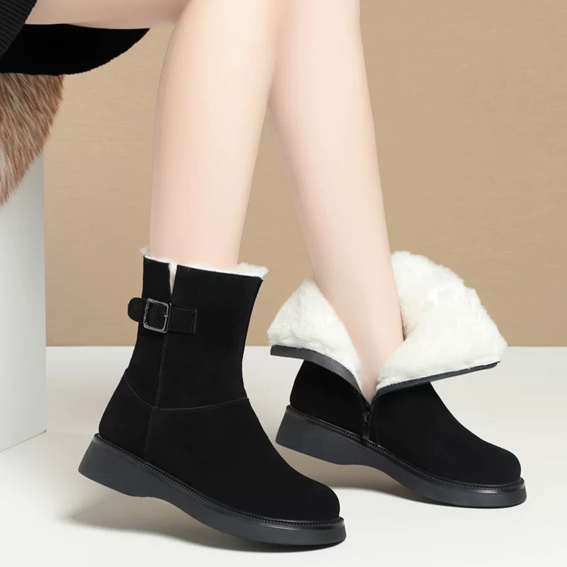 Winter matte keep warm boots, soft sole, mid-length