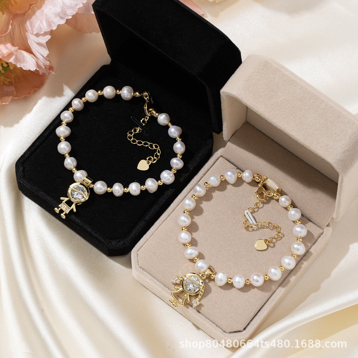 Pulseras de perlas de agua dulce naturales pulseras de alta sensación pulseras de bronce de zinc de oro para niños y niñas colgantes joyas para parejas