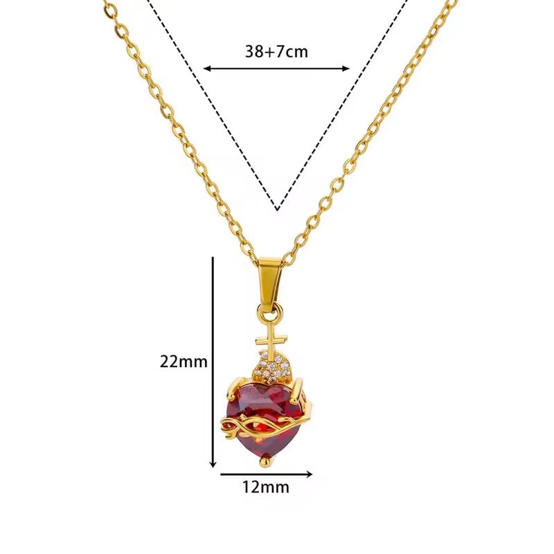 Cross Heart Shape Flower IG Style Zircon 304 Stainless Steel Alloy Pendant Necklace Wholesale display picture 5