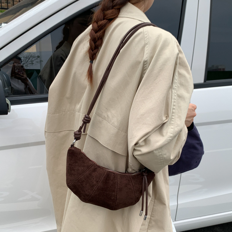 Autumn/Winter Suede Retro Matte Underarm Bag For Women 2025 New Hobo Bag Versatile Crossbody Dumpling Bag - Thumbnail 3