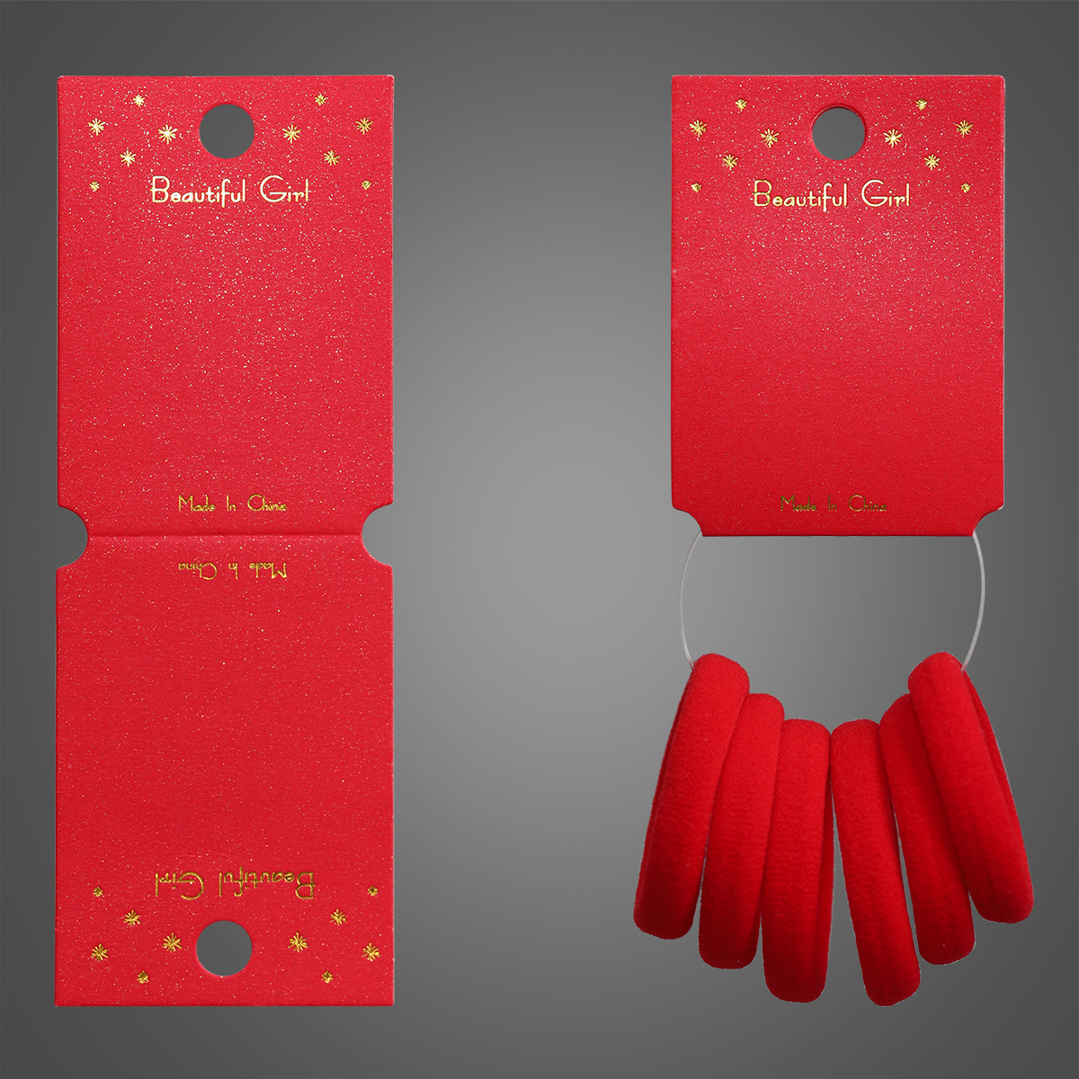 发夹白卡纸加厚几何形有挂孔牛皮纸红色爱心印刷一字夹BB夹收纳卡