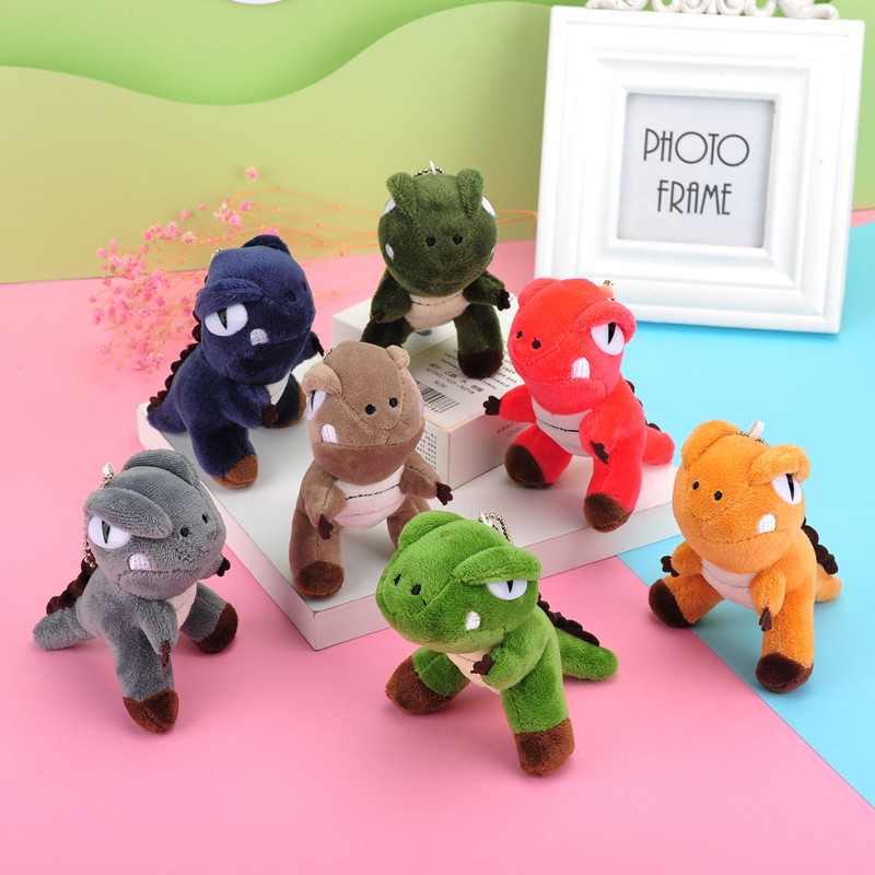 Cross border new pattern lovely Small dinosaur Plush Toys Key buckle Child Toys Clothes & Accessories knapsack Jewelry parts wholesale