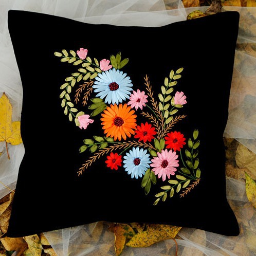 Europea brocado cinta bordado almohada mano DIY material bolsa cojín salón dormitorio flor