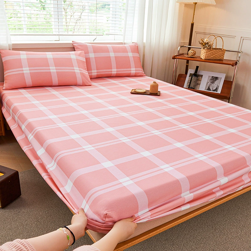 Thickened old coarse cloth sheets, simple striped home double machine washable student dormitory sheets, can be equipped with a three-piece set