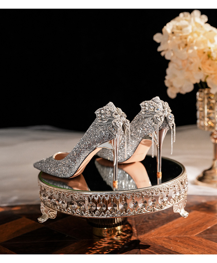 Glitzer High Heels Mit Schleife Und Strass Für Partys_voghion.com