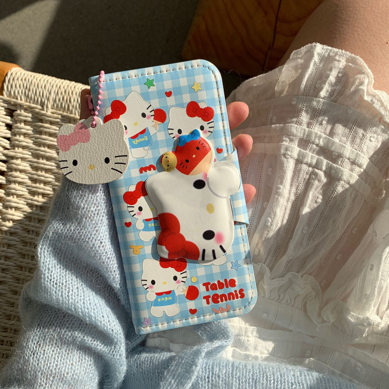 Cartoon Tennis Kt Cat Iphone15Pro Mobile Phone Case Suitable for Apple 16Max Small Fresh 14 Anti-Fall 13 Leather Case