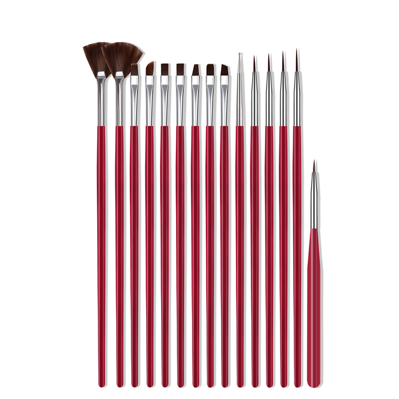 Venta caliente transfronteriza manicura 15 piezas bolígrafos pintados 5 piezas doble cabeza de silicona en relieve punto taladro pluma ágata paleta traje