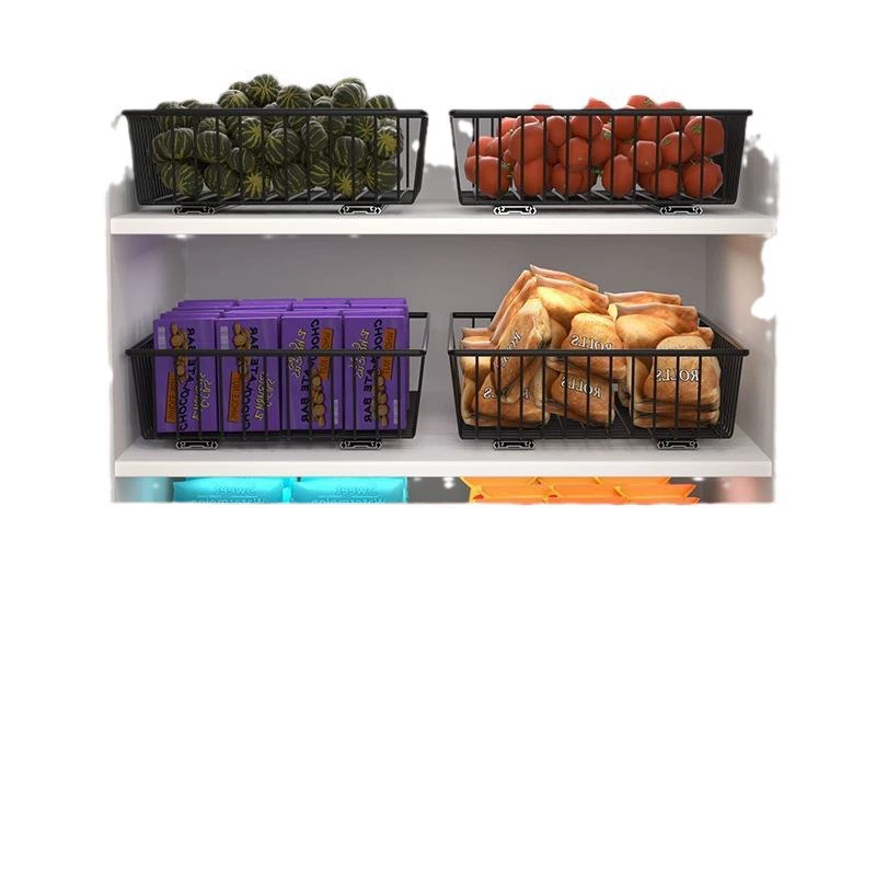 Kitchen pull-out basket rack for cabinets, DIY storage solution with sliding rails, adjustable lengths