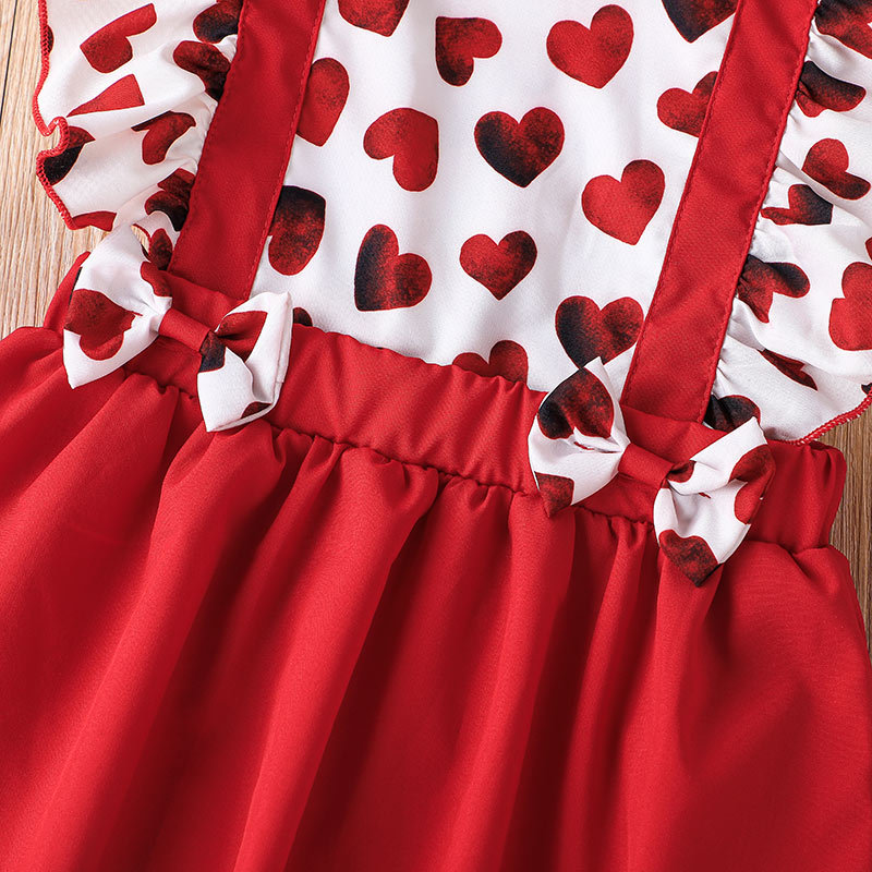 Little girl summer heart print dress suspender skirt wholesalepicture4