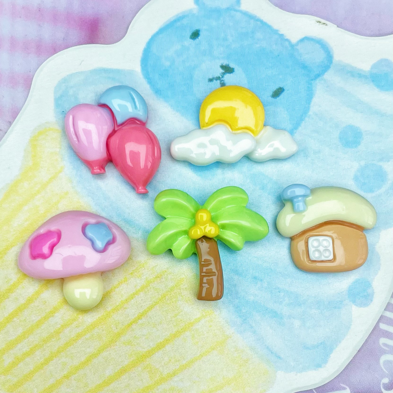 Mini brillante tamaño pequeño globo de coco Sunrise Sun accesorios resina DIY pegamento crema caja del teléfono con horquilla N