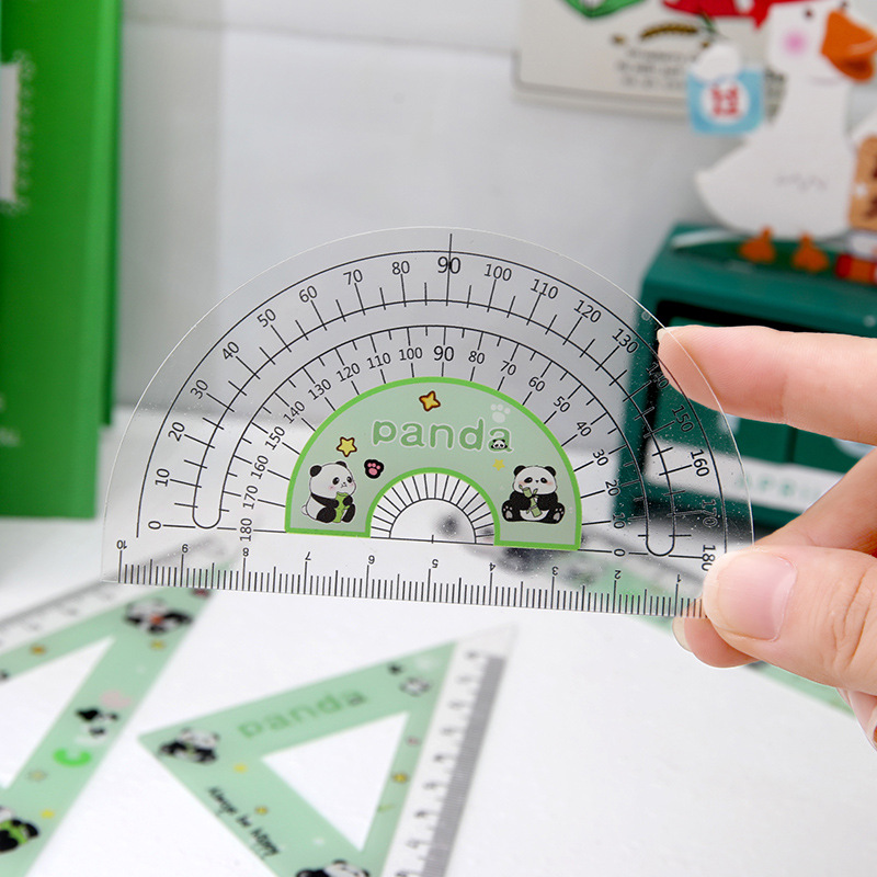 CYM - 012 panda regla acrílico juego de cuatro piezas de papelería para estudiantes de 15cm escala de altura