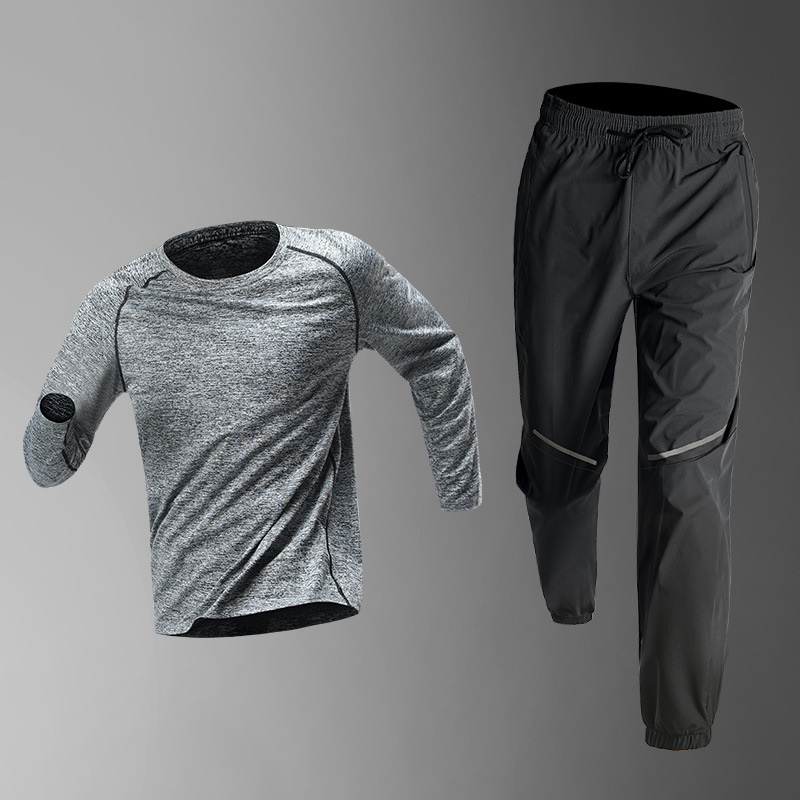 Trajes deportivos para hombres correr primavera secado rápido camiseta de manga larga correr de la mañana ciclismo deportivo baloncesto fitness ropa sala de entrenamiento