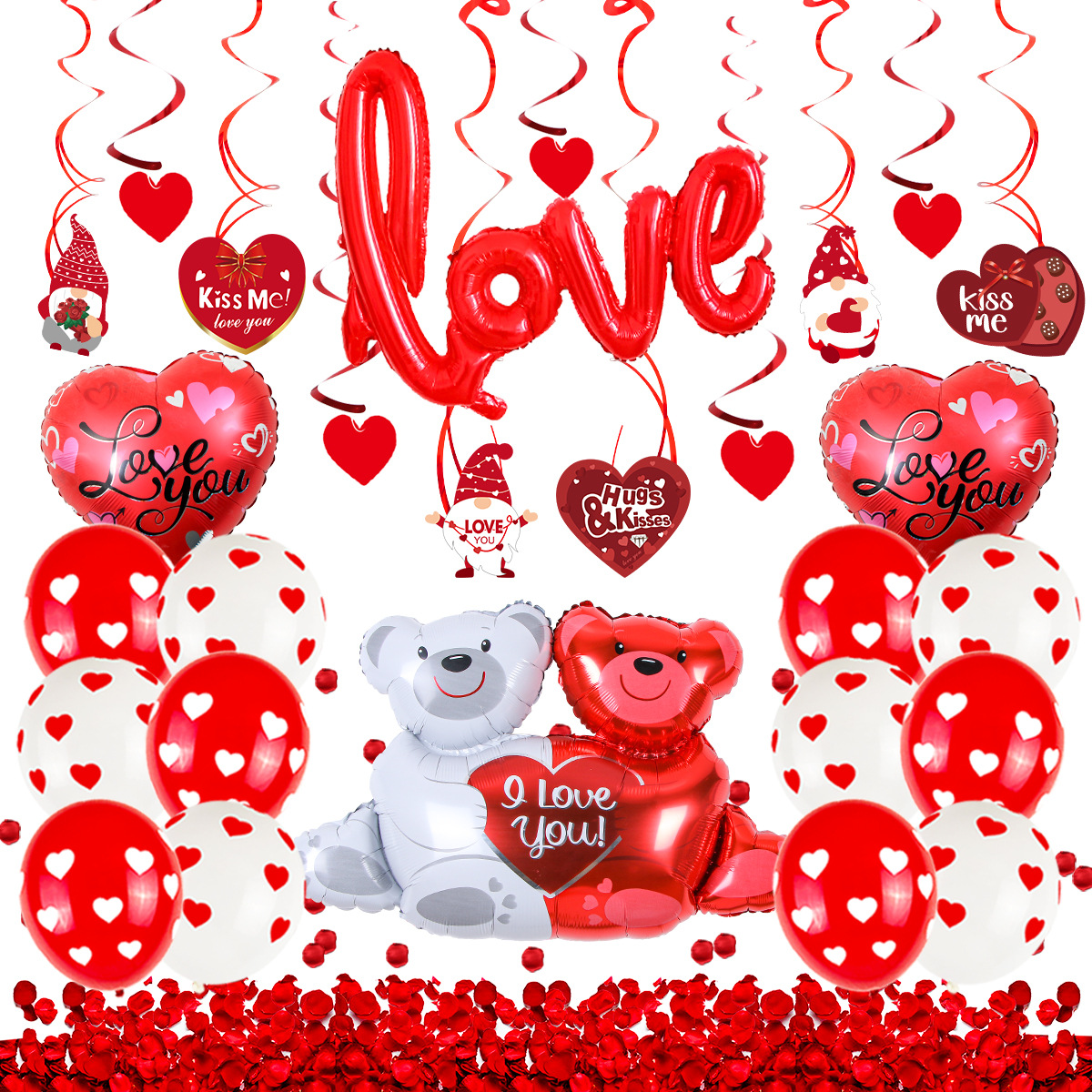 Corazón oso de amor conjunto de balloon decoración de la casa de bodas enano artículos de San Valentín decoración de la fiesta