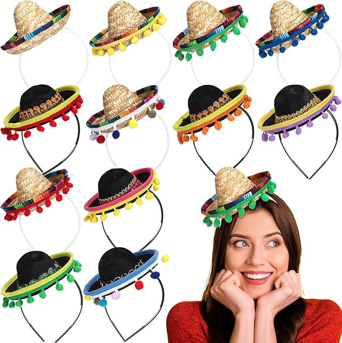 Carnaval adulto niño sombrero mexicano bandas de pelo pequeño sombrero fiesta mini sombrero mexicano
