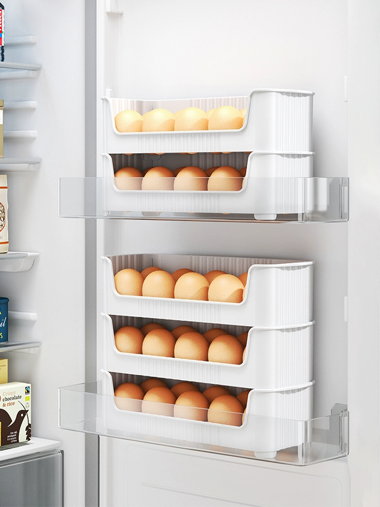 Egg storage box refrigerator side door storage rack can be superimposed kitchen dedicated egg tray preservation box egg box