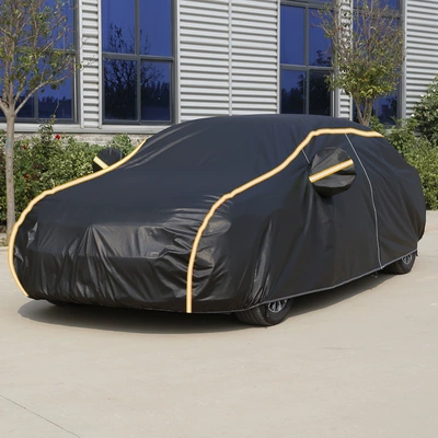 Coverage, Rainproof, Heat-Insulating, Sun-Proof Car – Car clothing - s-black-single-layer-oxford-cloth-with-orange-long-reflective-strips