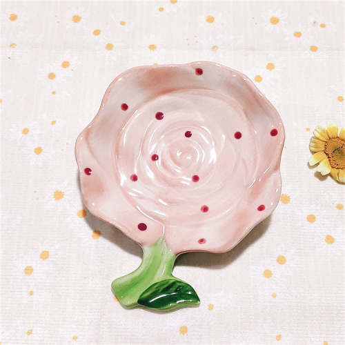 Cute High-Quality Appearance Flower Creative Ceramic Soap Dispenser Drainage Home Bathroom Sink Soap Holder Trendy