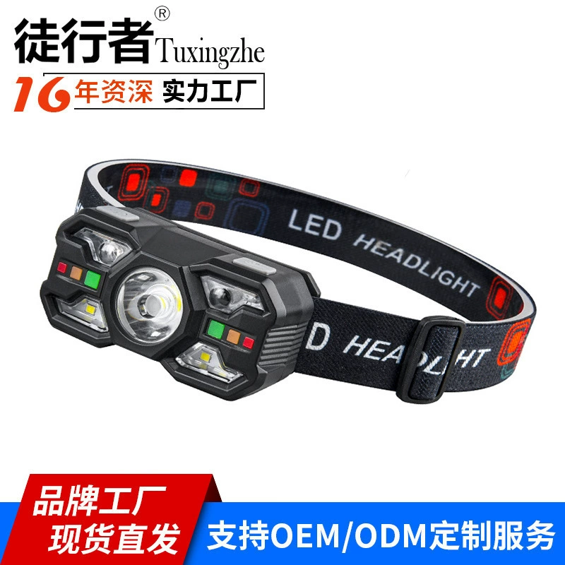 Новая модель размахивает сенсорным фаром сильный свет дальнего света ночная рыбалка на открытом воздухе зарядка многофункциональный портативный фонарик