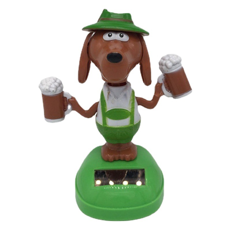 Adornos para automóviles cruzados, decoración para automóviles de resina, accesorios interiores para perros de palomitas de maíz para automóviles solares, sacudiendo la cabeza y llamando a la muñeca