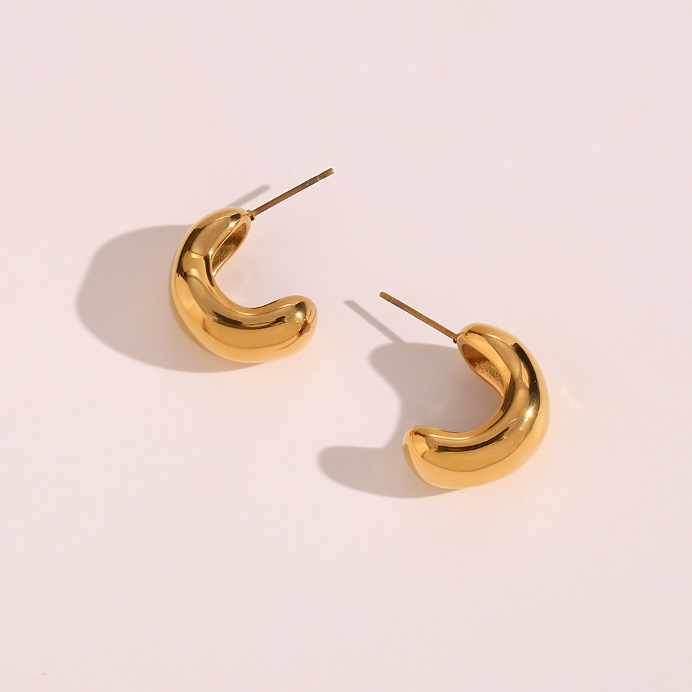 Vintage Style C Shape Stainless Steel Earrings Plating Stainless Steel Earrings