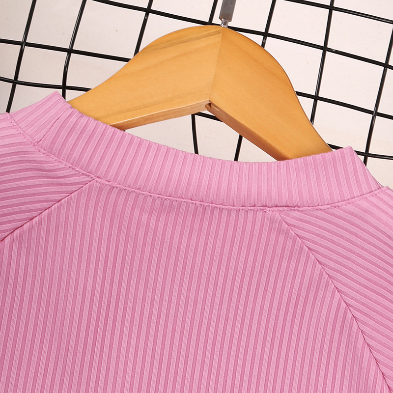 Girls' 2024 Spring New Knitted Long sleeved+Belt Short Skirt Korean Two piece Set for Children_voghion.com