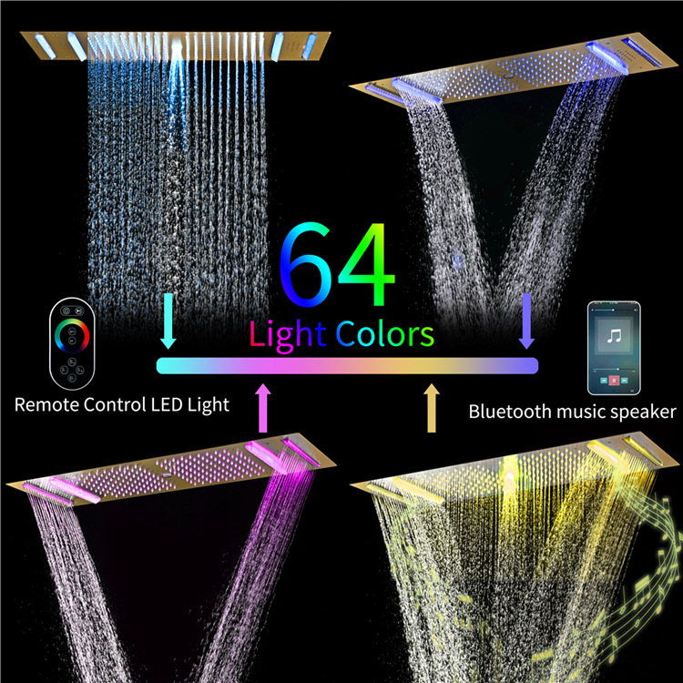 HIDEEP bathroom showerhead set 36* 12-inch LED music embedded top spray digital display cold and heat control valve details Picture