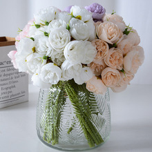 清仓 仿真玫瑰把束手札27头小牡丹假花摄影道具新娘手捧花家居