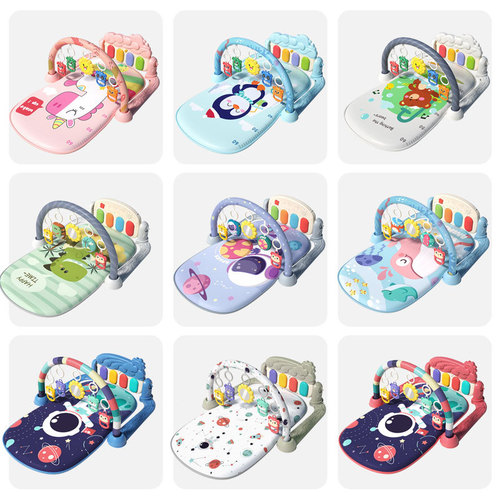 Baby fitness stand music pedal toy 0-36 months newborn baby piano game mat cross-border hot sale
