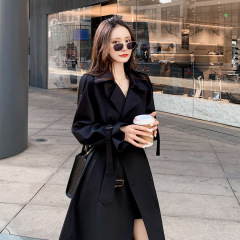 黑色风衣外套女2025新款春秋小个子英伦风中长款韩系显瘦气质大衣