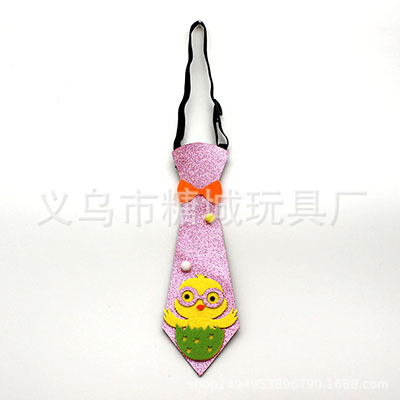 Pascua transfronteriza corbata de tela de cebolla dorada de dibujos animados conejo huevo de pollo corbata ajustable vestido de fiesta