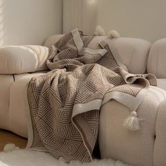 わびさび風ブランケット ホテル B&B ベッドサイドタオル コーヒー色 オフィス お昼寝 エアコンブランケット ソファカバーブランケット ライト高級ブランケット