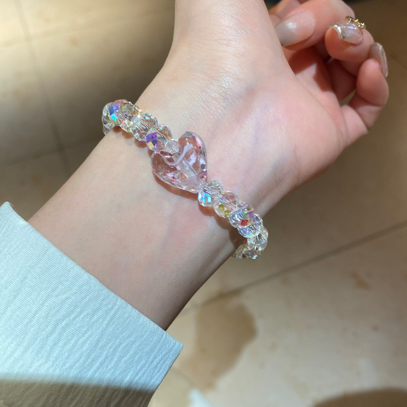 韓国パールビーズラブストレッチブレスレット、小さくて新鮮で絶妙で甘いブレスレット、ファッショナブルで多用途な女性用ブレスレット|undefined