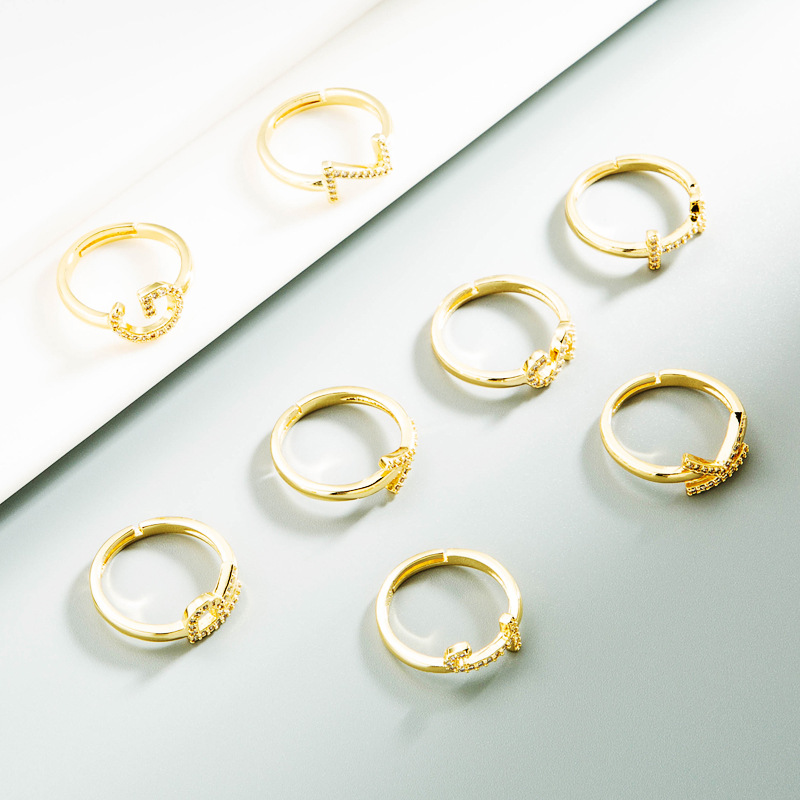 wholesale jewelry 26 English alphabet copper ring Nihaojewelrypicture22