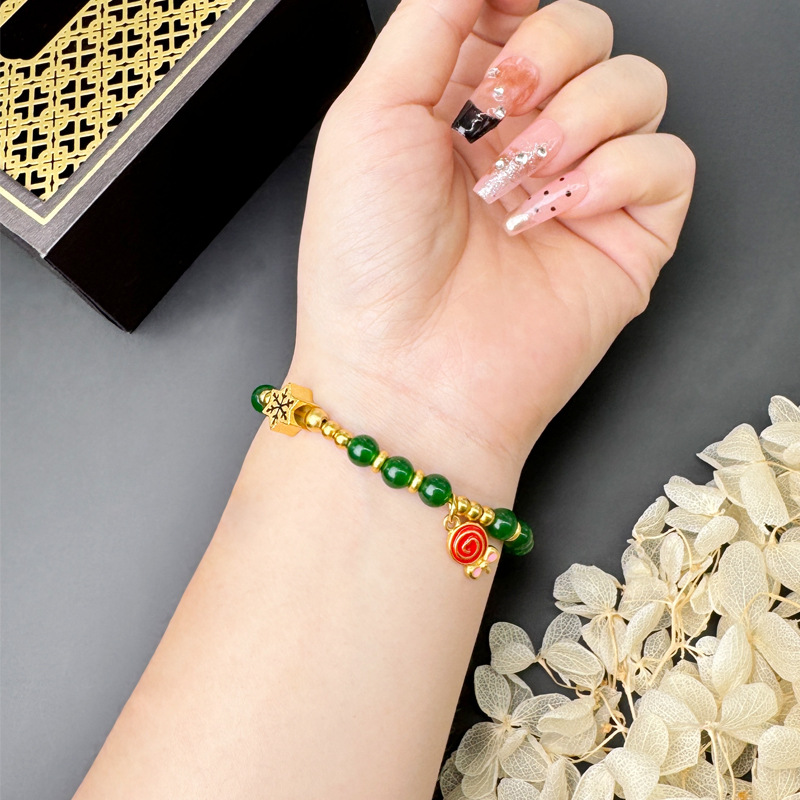 Nuevo estilo chino de oro vietnamita goteo de aceite Lollipop de color copo de nieve jade pulsera nicho alto nivel de fábrica de joyería al por mayor