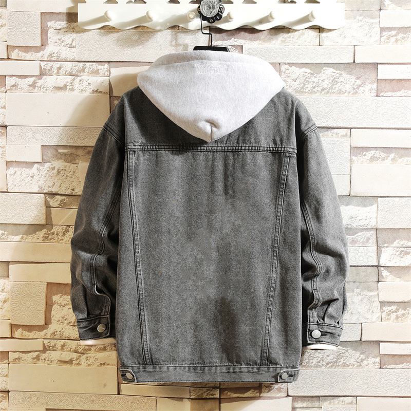 1 Hooded 2023 New Korean Style Plus Size Color Block Men's Couple Loose Casual Coat Denim Jacket Wholesale_voghion.com